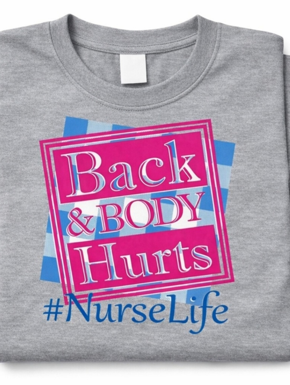 #NurseLife Graphic Tee - Gray with Pink & Blue Print